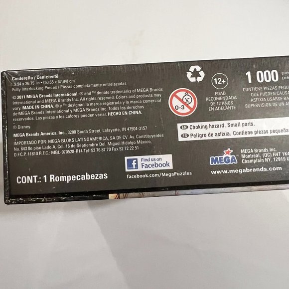 Disney Vintage Jigsaw Puzzle Cinderella 1000 Piece Mega Puzzles Age 12+ - Picture 2 of 7